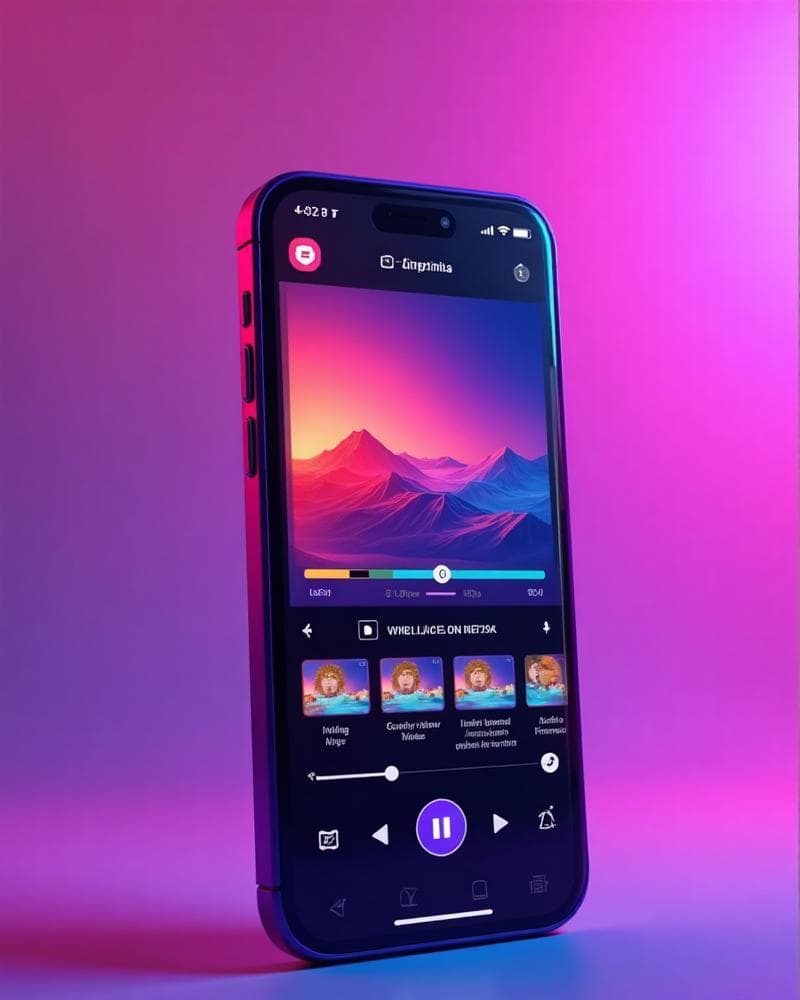 mAst app interface showing video editing features